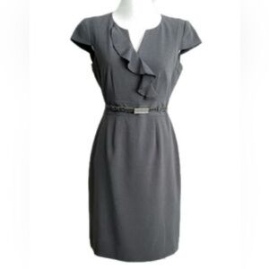 Tahari Charcoal Ruffle Dress